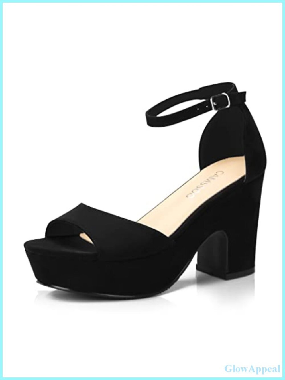 Suede Platform Heels Chunky Block Open Toe Ankle Strap Sandals